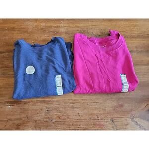 Time And Tru Terra And Sky Set Of 2 Crew Neck Sweat Shirt 3x Plus Pink Blue